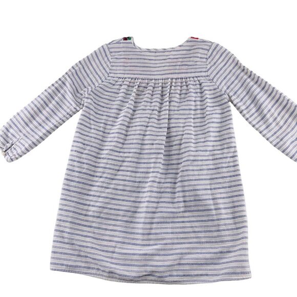 J.Crew Women's size Medium Striped Cotton Dress With Embroidered Front Long Slee - Picture 5 of 5